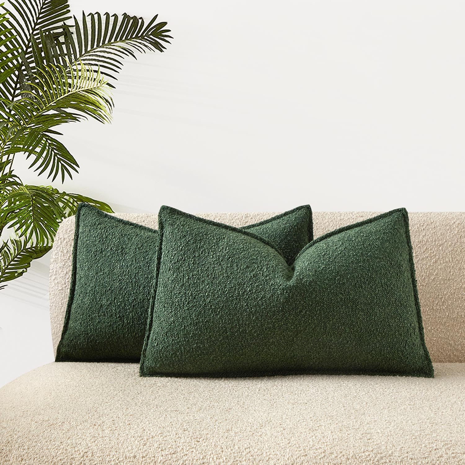 JUSPURBET Pillow Covers Set of 2 Decorative Throw Pillow Covers Case for Couch Sofa Bed Soft Boucle Textured Cushion Covers with Hidden Zipper for Home Decor Living Room 16x16,Beige
