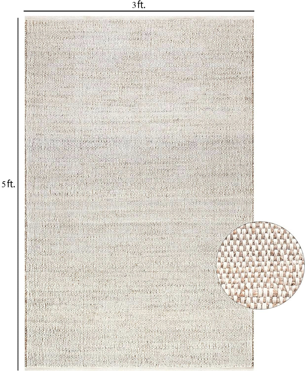 FRELISH DECOR Handwoven Jute Cotton Area Rug- Natural Yarn- Contemporary Farmhouse Decor- Rustic Nautical Rugs for Bedroom Living Room/Entryway Doormat (2'x3')