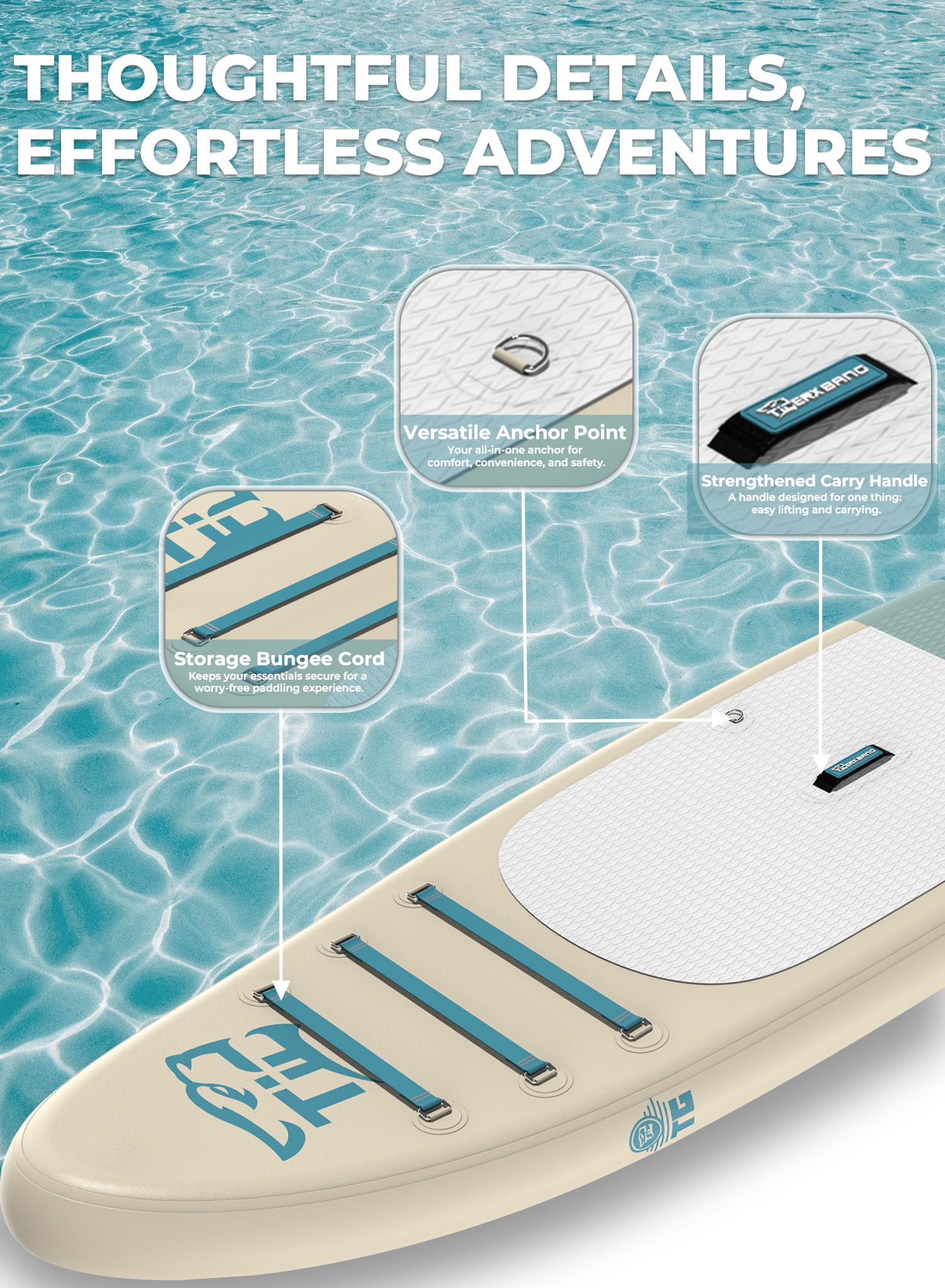 TIGERXBANG 11'6"/11'/10' Inflatable Paddle Board with Complete Accessories, Versatile Premium Paddle Boards for Adults/Youth, Stand Up Paddle Board Polar/Wave/Sunny Wave Collection