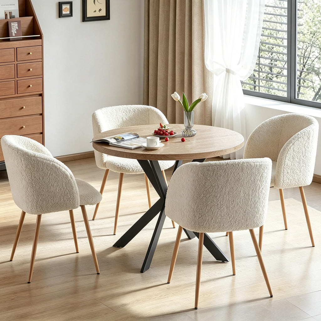 Homedot Dining Table Set for 2 with Black Dining Chairs, 3-Piece Compact Kitchen Table Set for Small Spaces, Rustic Brown Round Table Wooden with Upholstered Dining Side Chairs for Living Room