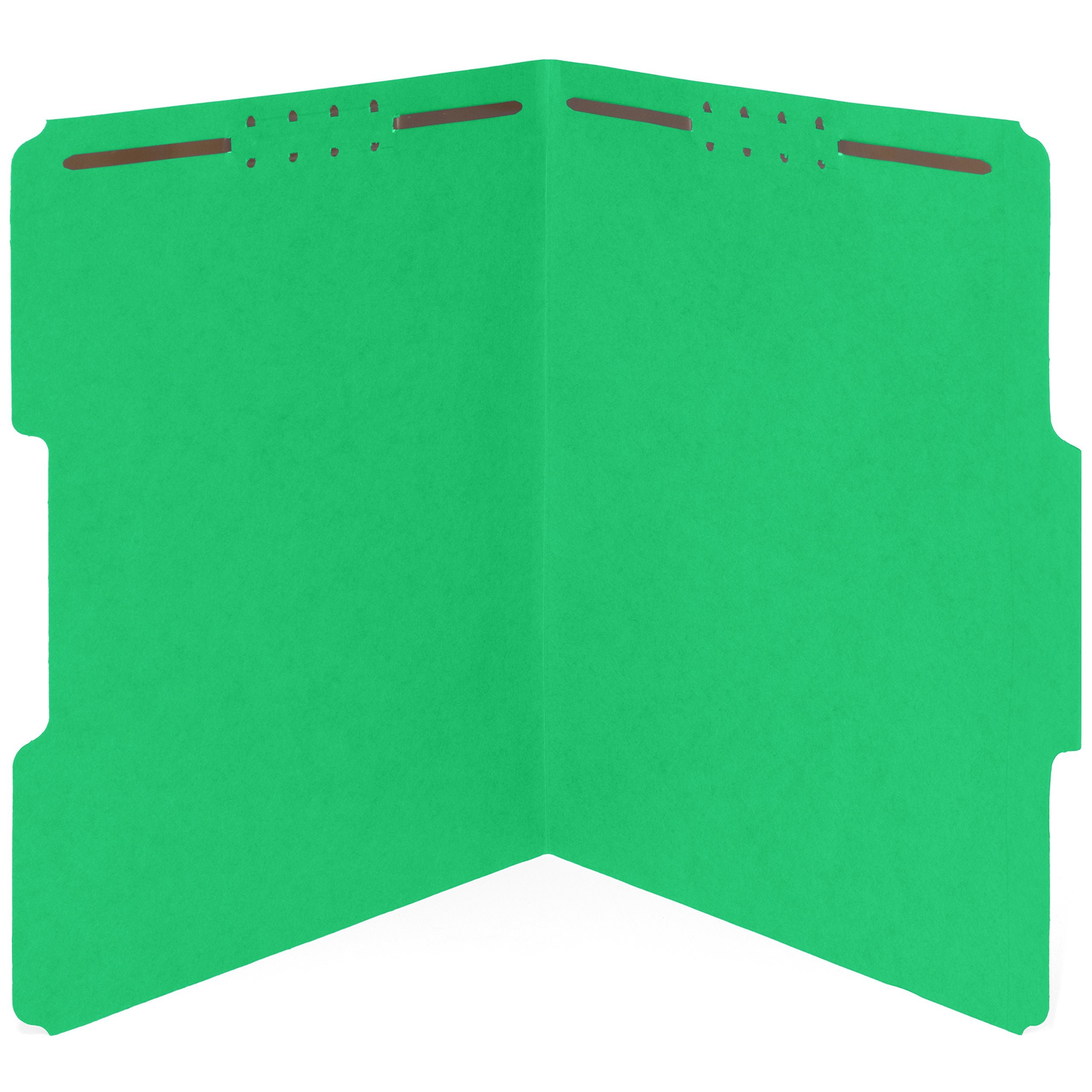 50 Fastener File Folders, File Folders with Fastener 1/3 Cut Reinforced Tab, Durable 2 Prongs for Medical Files, Law Client Files, or Office Reports, Letter Size, Assorted Colors, 50 Pack