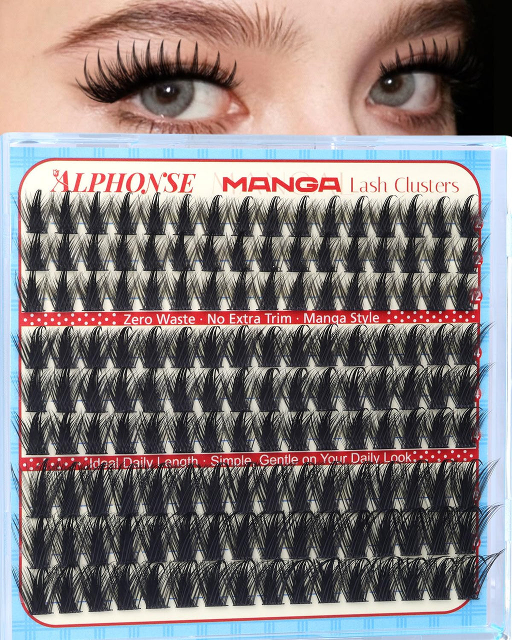 ALPHONSE Lash Clusters Manga Cluster Eyelash Extensions Wispy C Curly Individual Lashes Anime Eyelash Clusters 12-16mm Lash Extension Spiky Cluster Lashes DIY Eyelash Extensions 144 PCS Fairy Lashes