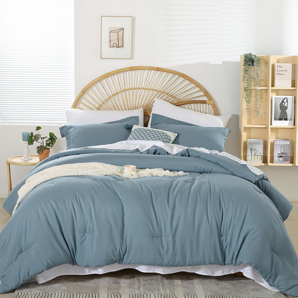 weigelia Twin Comforter Set 5 Pieces Beige Bed in A Bag Soft Queen Bedding Set Lightweight Comforter Set for Women and Men（Comforters, Flat & Fitted Sheets, Pillowcases & Shams）