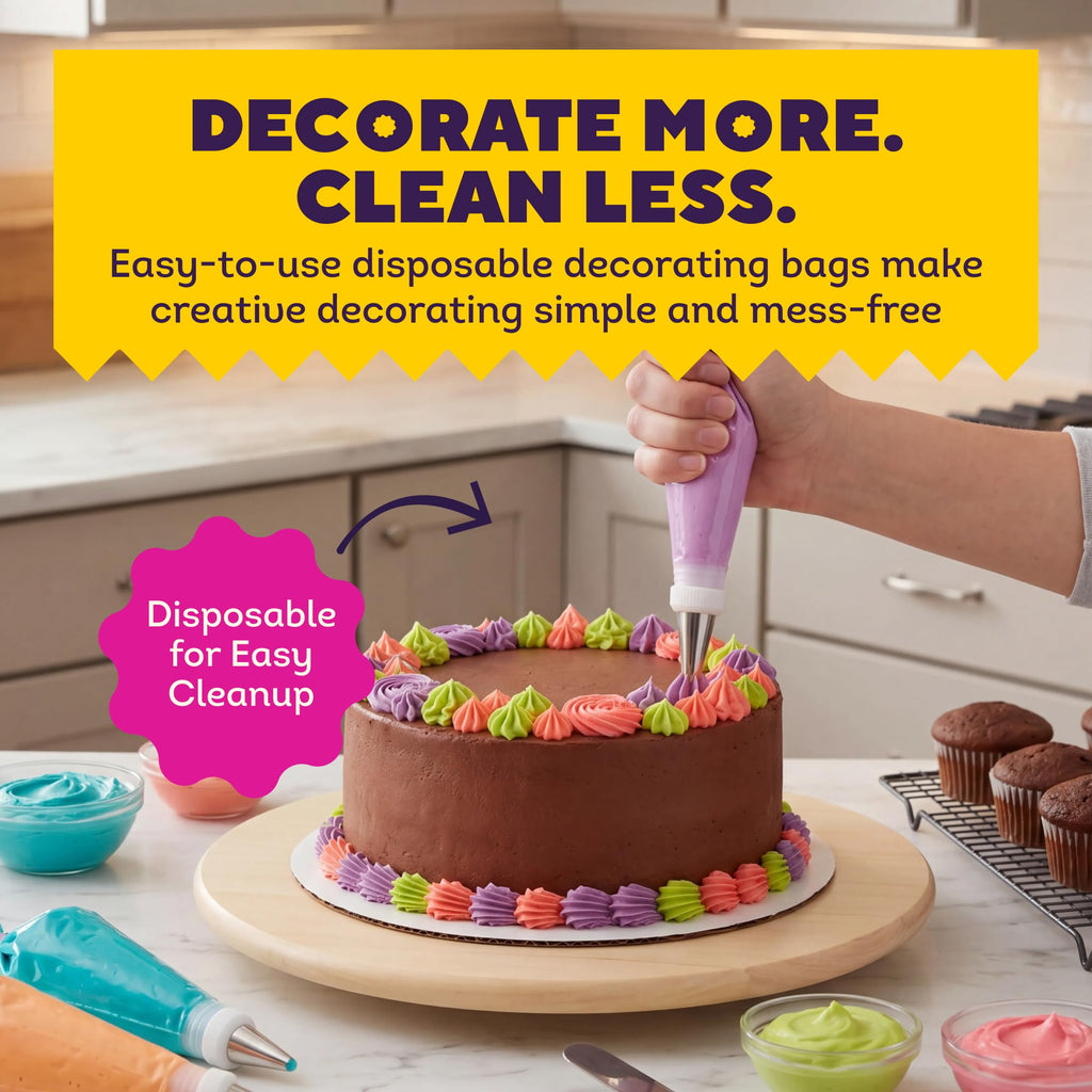 Wilton Disposable Decorating Bags - Piping, Icing & Cake Decorating - Perfect for Baking Creations - Baking Accessories - Packaging May Vary - 12-Inch, 100 Count