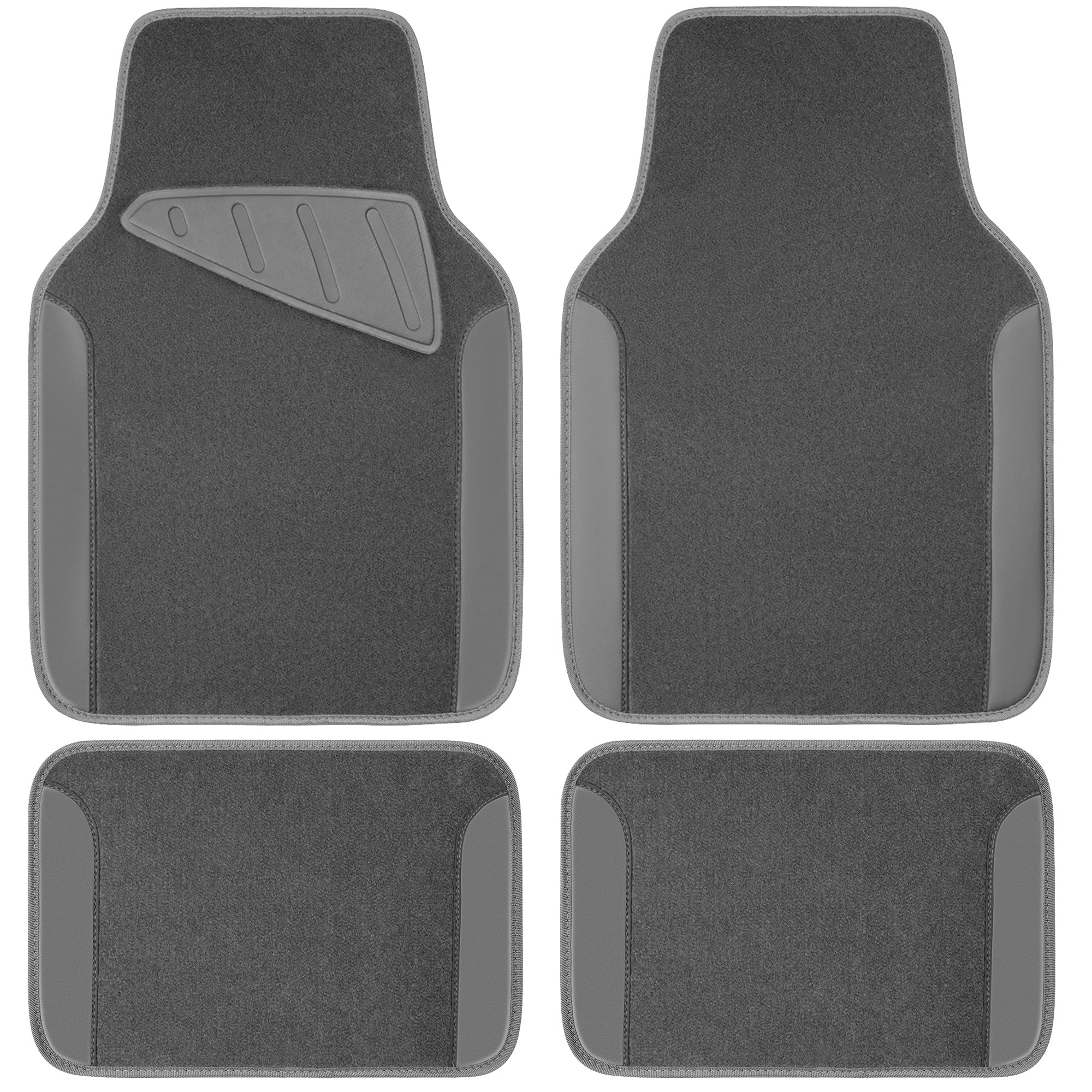 CAR PASS Beige Leather & Waterproof Car Carpet Floor Mats, Universal Car Mats Fit for SUV,Vans,sedans, Trucks,Set of 4pcs Car Carpet with Anti-Slip nibbs Driver Heel Pad (All Beige)