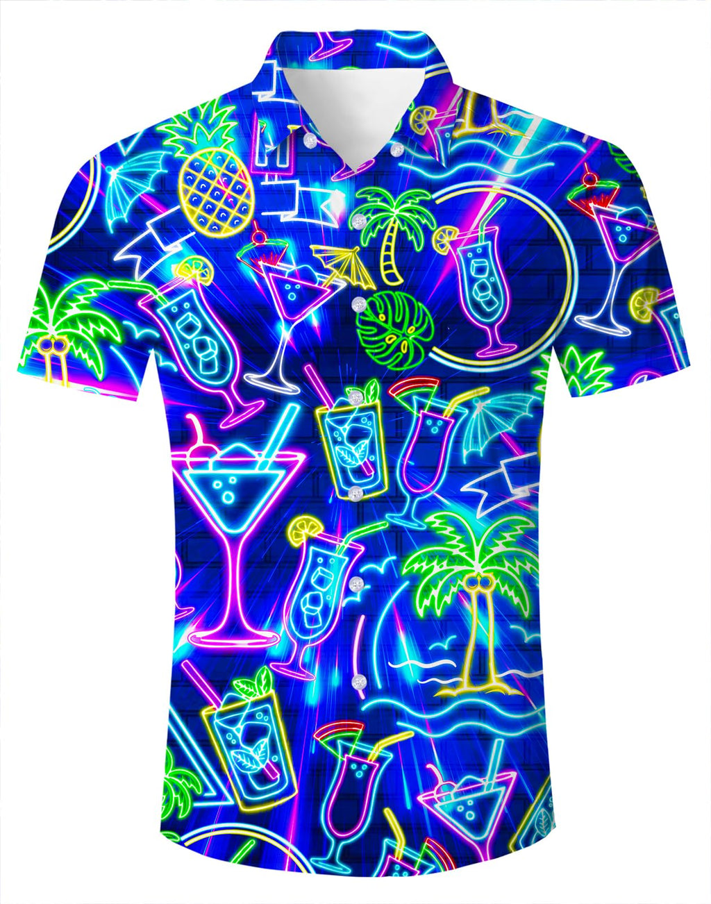 Fanient Mens Hawaiian Shirt Summer 3D Print Casual Short Sleeve Button Down Graphic Aloha Dress Shirts