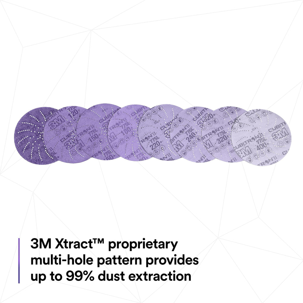 3M Xtract Cubitron II Hookit Clean Sanding Film Disc 775L, 150+, 3 in, Pack of 50 Hook and Loop Sanding Discs for Paint Preparation and Removal, General Sanding, Refining, Blending, and Featheredge