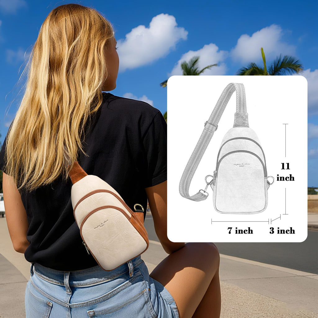 INICAT Small Crossbody Sling Bags Faux Leather Fanny Packs Purses for Women Everyday & Travel