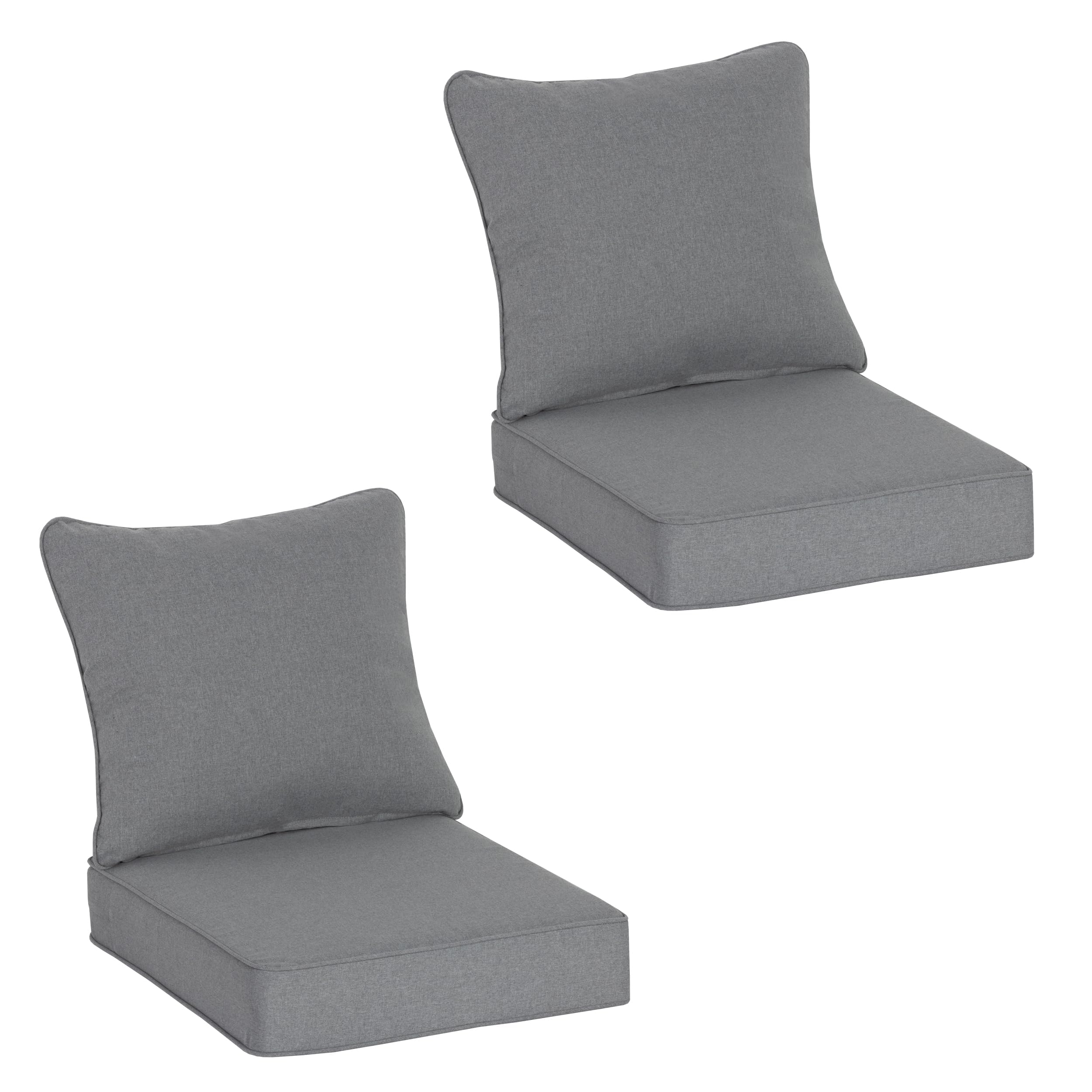 COZYVIDA 5.1" Thick Outdoor Patio Cushions Set of 2, 22"x24"x5.1" Seat, C0 Water-Resistant Breathable Fabric, UV-Resistant 1000+ Hrs, 35D Foam with Recycled Fiber Fill,Beige