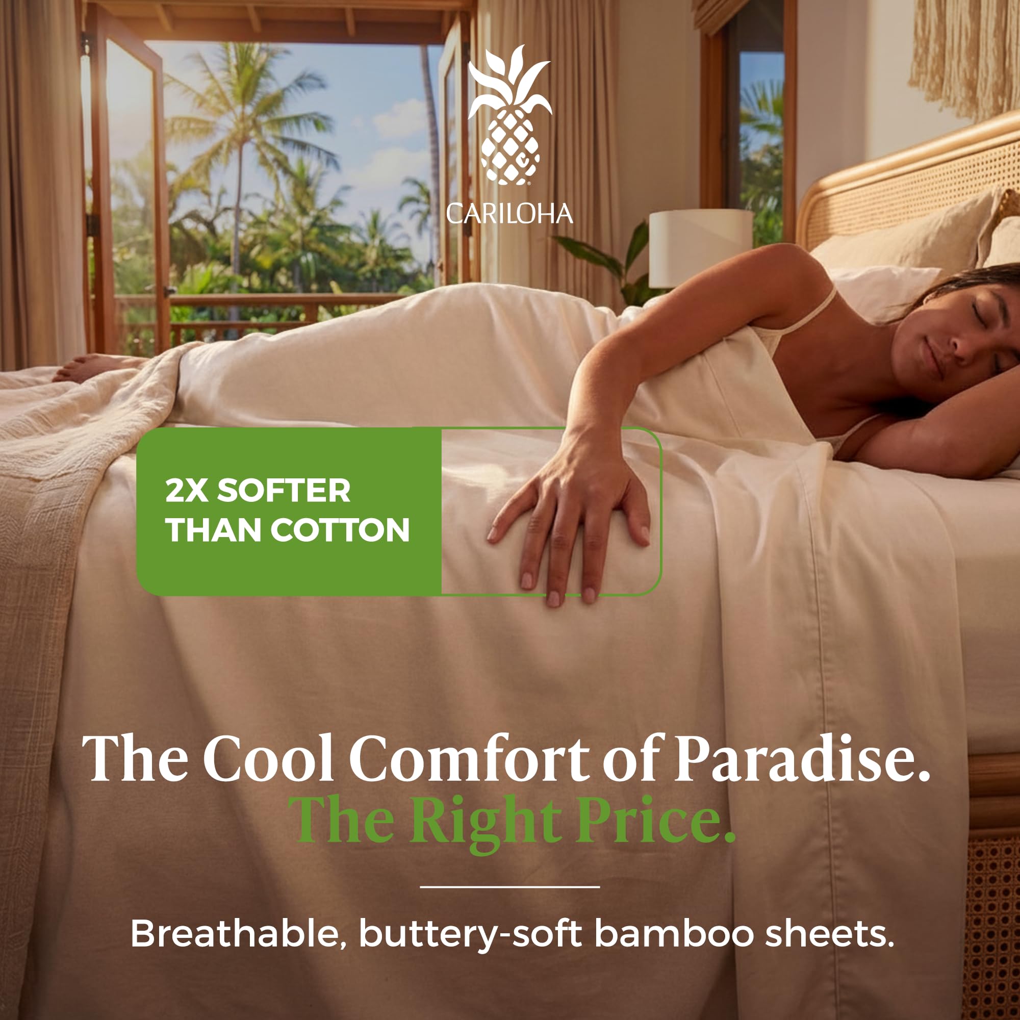 Cariloha Aloha Soft 100% Organic Bamboo Viscose Sheets – 4-Piece Queen Sheet Set – 16 in Deep Pockets – Buttery Soft, Hypoallergenic, Cooling Sheets – Oeko-TEX Standard 100 – Cape Blue