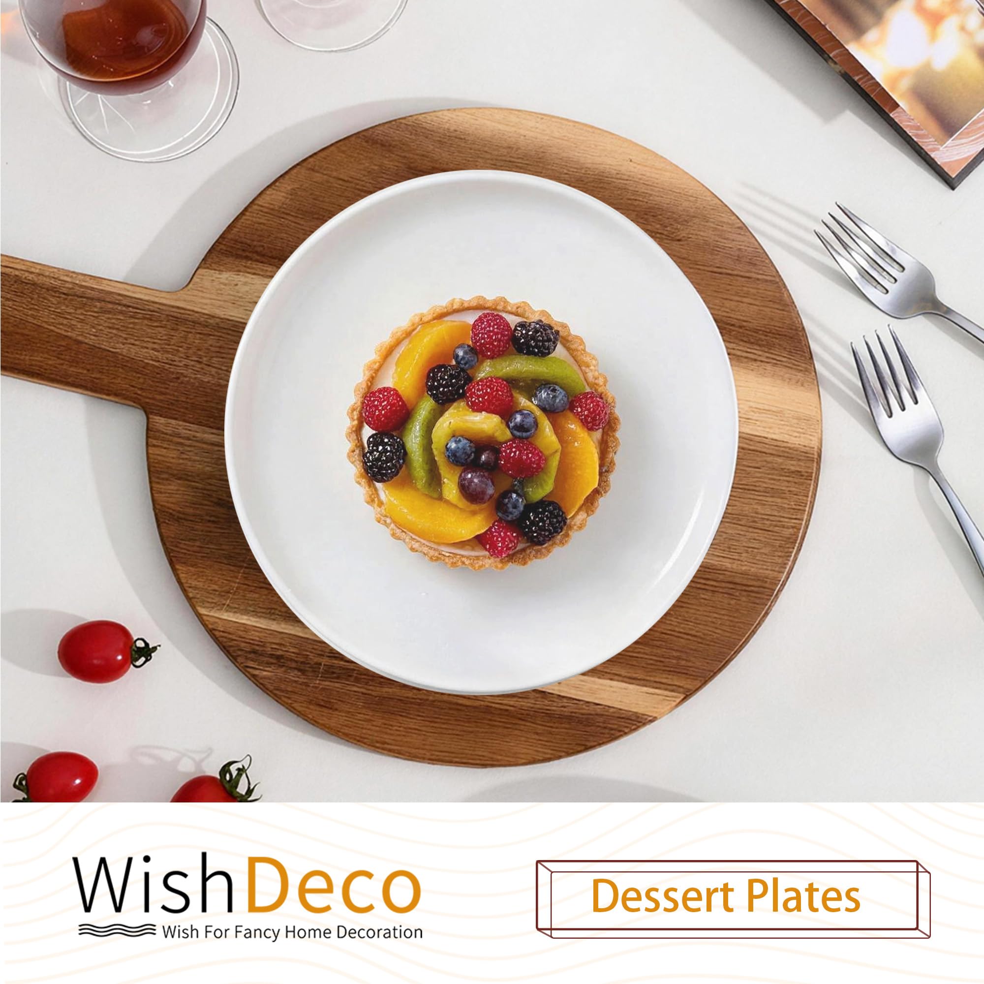 WishDeco White Dinner Plates Set of 4, Ceramic Dining Plates 10.5 inch, Large Salad Plate, Porcelain Kitchen Plate for Pizza, Steak, Microwave and Dishwasher Safe