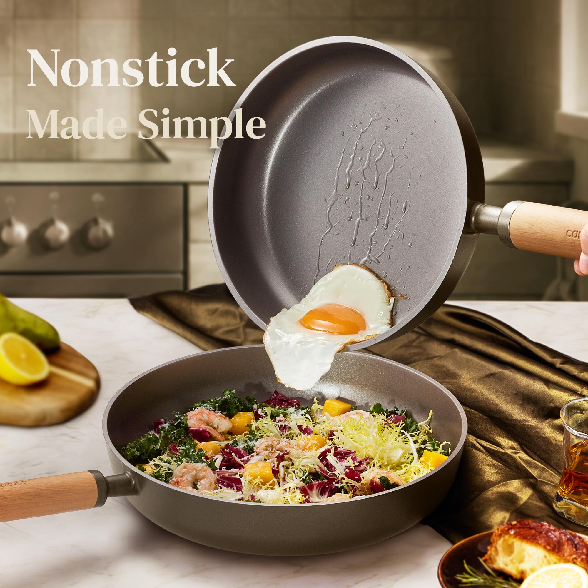 CAROTE 14Pcs Pots and Pans Set Non Stick, Cookware Sets Induction Cookware Granite Cooking Set with Frying Pans, Saucepans, Saute Pan, Extra Large Casserole