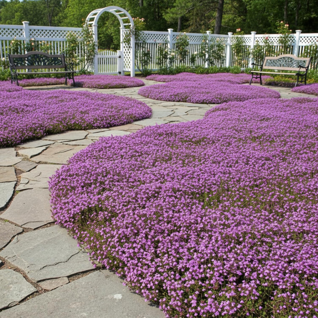 20,000+ Creeping Thyme Seeds Ground Cover, Flower Seeds for Planting, Thymus Serpyllum Perennial for Rock Garden, Garden Path, Border and Sunny Areas (Hot Pink)