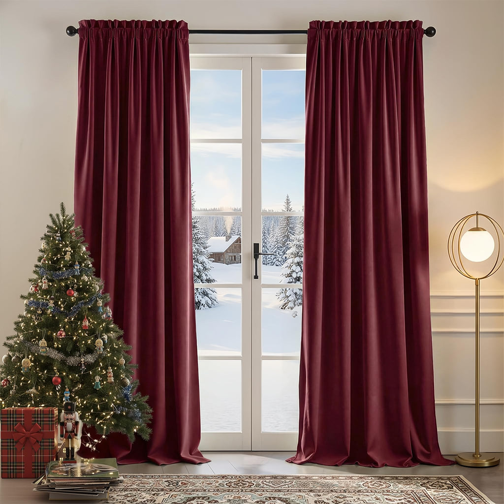 Nemia Dark Green Velvet Curtains Thermal Insulated Blackout Curtain for Bedroom Window Living Room Darkening Luxury Vintage 63 Inches Long Heavy Drapes Panels Rod Pocket Set of 2