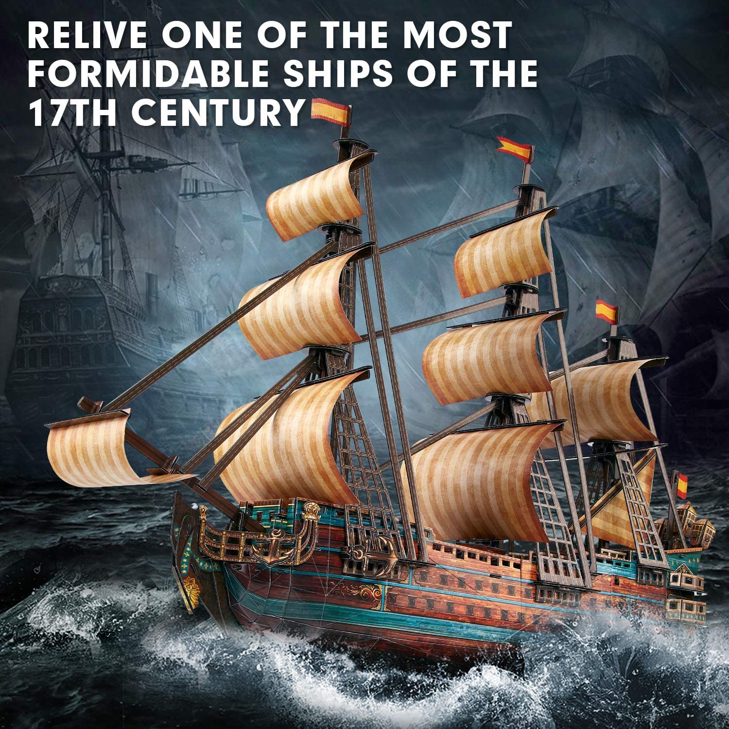 CubicFun 3D Ship Puzzles for USS Constitution Sailing Boat Models for Adults and Teens Toys, 193 Pieces
