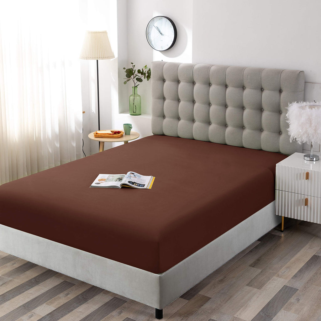 Sfoothome Fitted Sheet Twin Size with Deep Pockets - Soft and Comfortable Microfiber - Fade Wrinkle Resistant, Beige Mattress Sheets