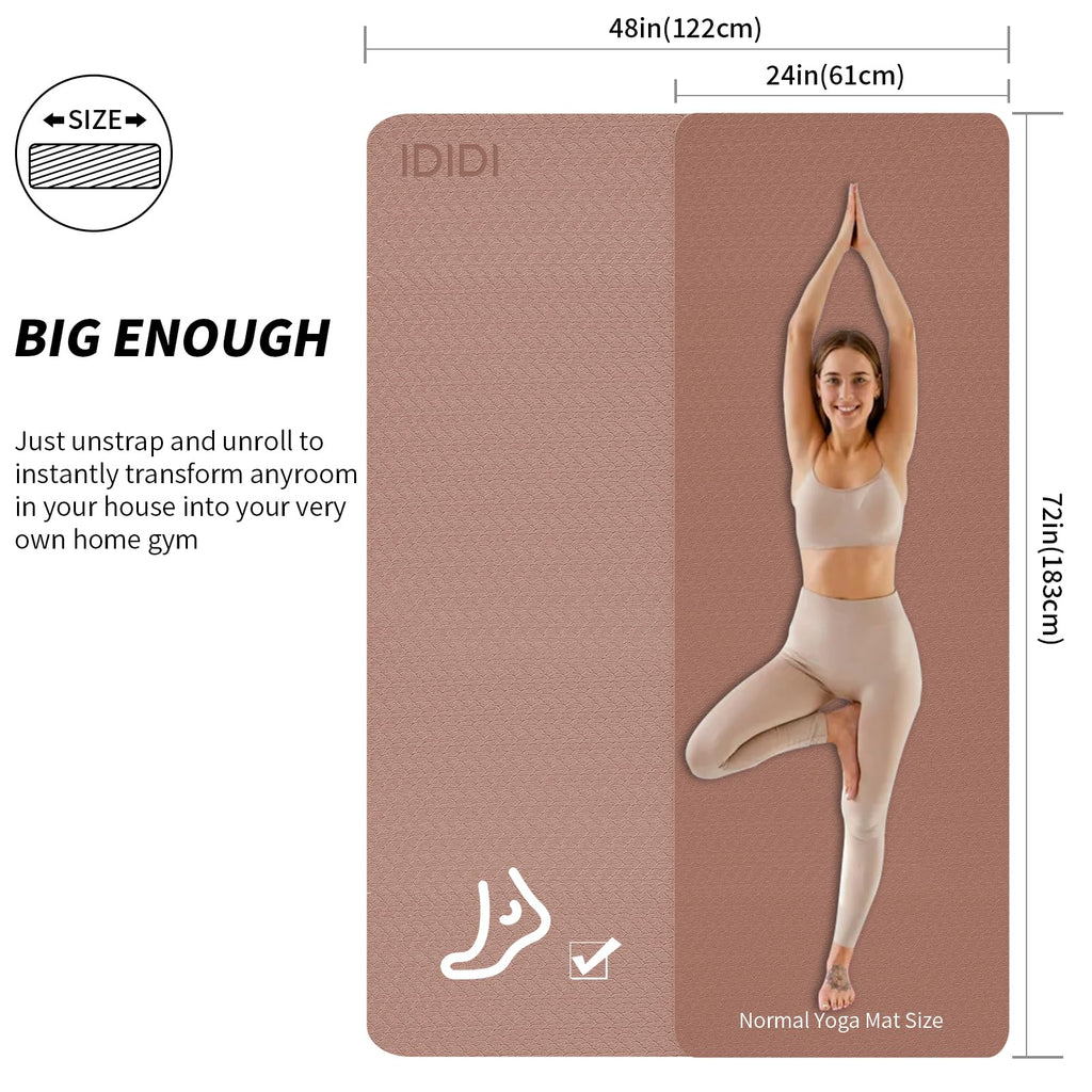 Large Yoga Mat (6'x 4')-POE 0.28''/0.32''/0.4'' Thick Fitness Mat, Eco-Friendly Exercise Mat for Home Workouts, Ideal for Yoga and Pilates
