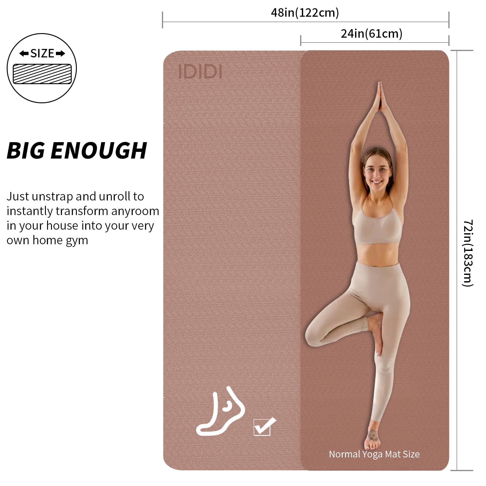 Large Yoga Mat (6'x 4')-POE 0.28''/0.32''/0.4'' Thick Fitness Mat, Eco-Friendly Exercise Mat for Home Workouts, Ideal for Yoga and Pilates