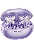 Kinglucky Jewelry-Inspired Clip-On Earbuds with Butterfly Earrings, Comfortable Fit & 40H Playtime Open Ear Bluetooth 5.4 Wireless Headphones for Women, Small Ears, Sports & Workouts (Black)