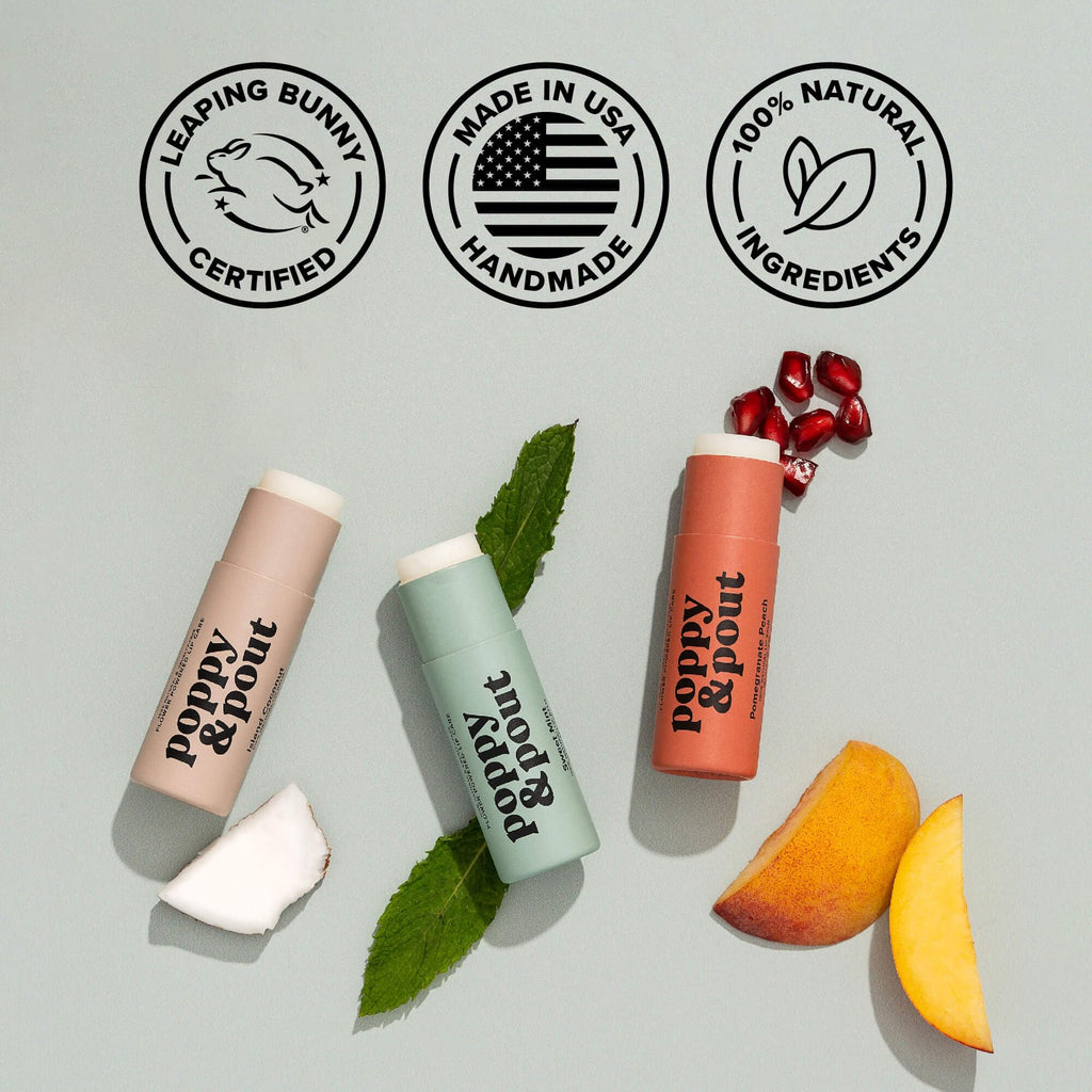 Poppy & Pout Blood Orange Mint Jumbo Lip Balm | All Natural Lip Balms & Moisturizers | Hydrates with Beeswax, Vitamin E, Organic Coconut Oil | Cruelty-Free | Lip Balm in Recyclable Cardboard Tube