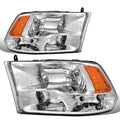 DNA Motoring HL-OH-DR09QUA-BK-CL1 Black Housing Headlights Replacement Compatible with 10-18 Ram 1500-5500, Fit Dual or Quad Headlight Models