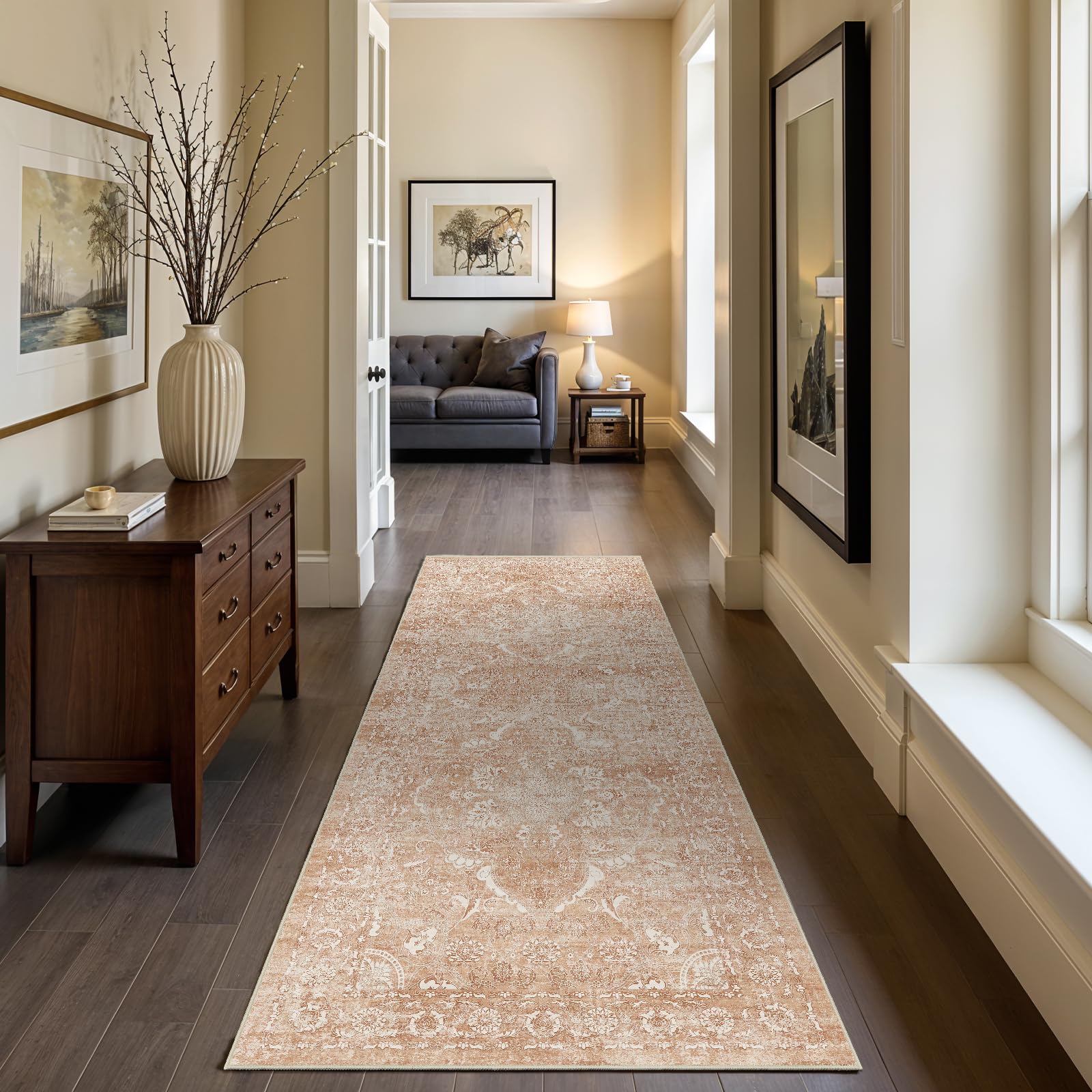 2x5 Washable Kitchen Runner Rug - Soft Low Pile Floral Animal Cat Print Rugs with Non-Slip Backing Waterproof Stain-Resistant Indoor Carpet for Hallway Entryway Bathroom Bedroom (Black)