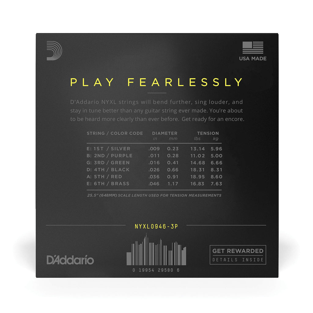 D'Addario Electric Guitar Strings, NYXL Nickel Plated, NYXL1149, Medium Gauge 11-49, 6-String Set, Pack of 1
