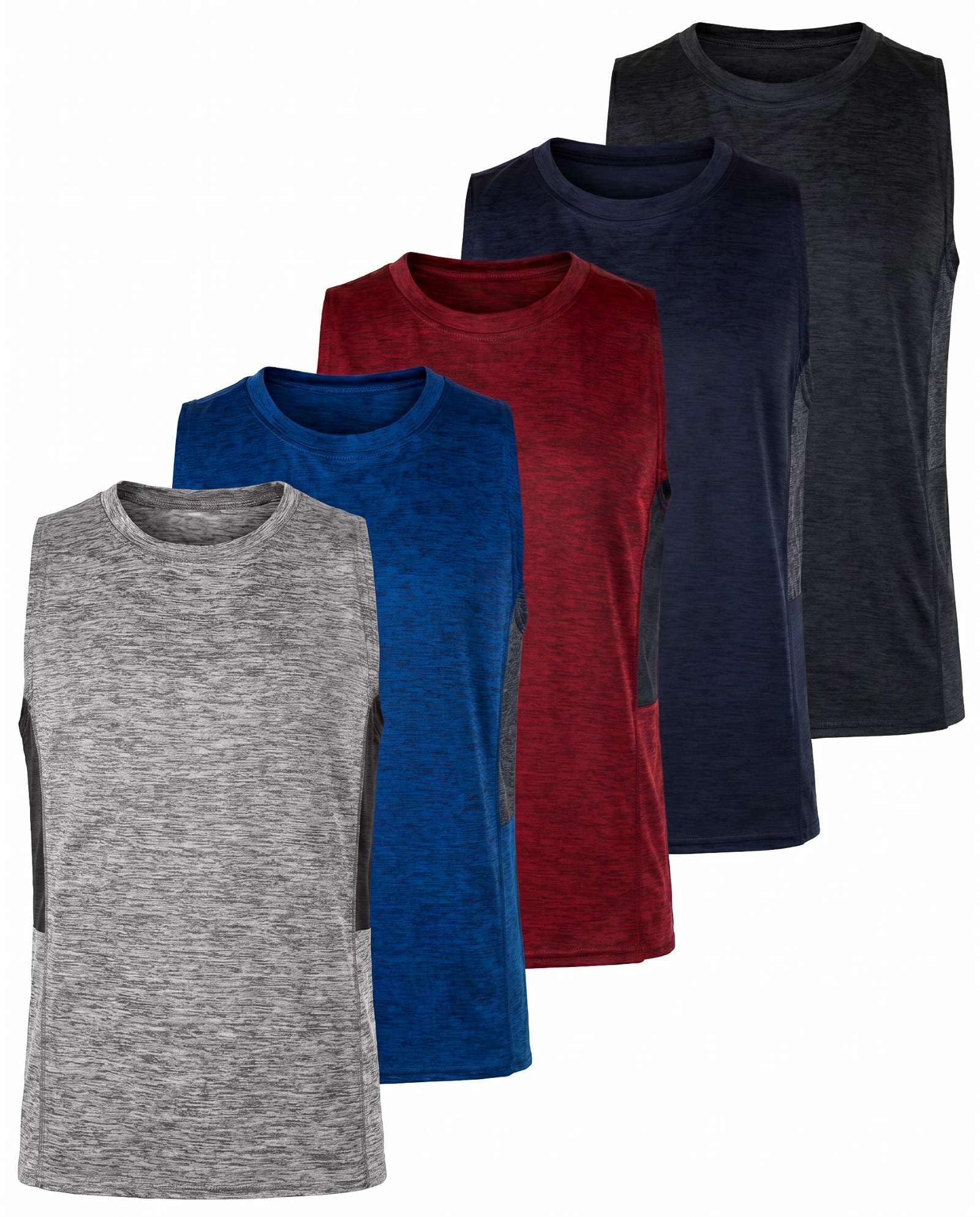 Real Essentials 5 Pack: Boys Dry-Fit Active Athletic Performance Tank Top