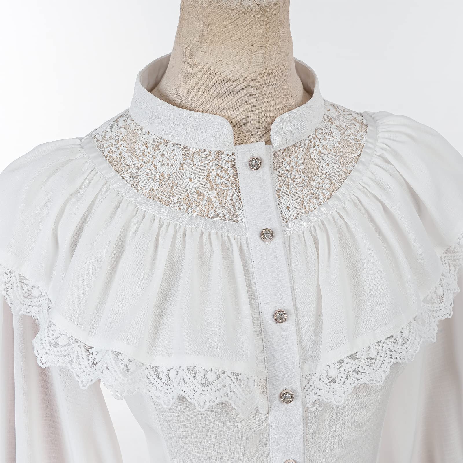 Nuoqi Victorian Blouse Womens Gothic Shirt Vintage Long Sleeve Lotus Ruffle Tops