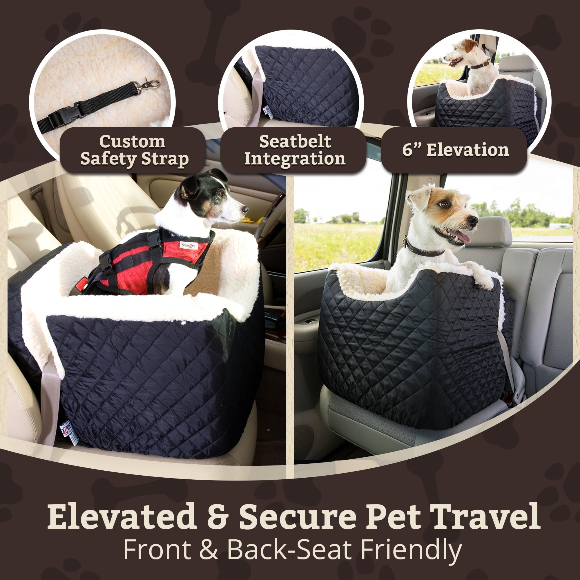 SNOOZER PET Products Lookout 1 Dog CAR SEAT, Birch Diamond, Small