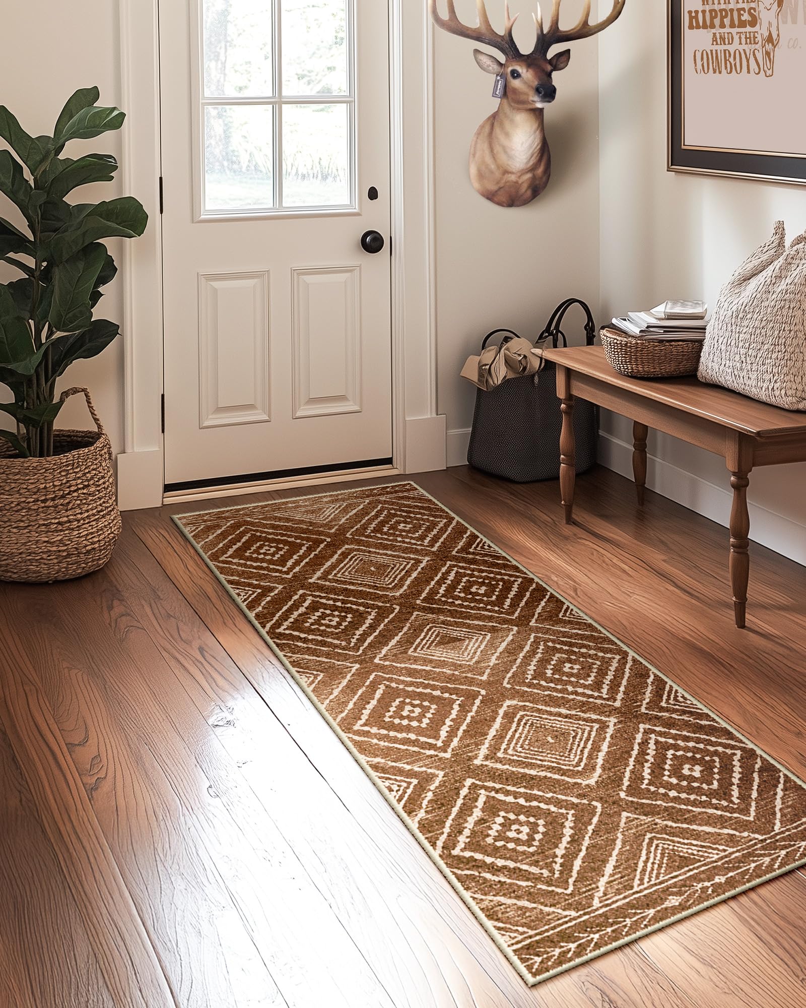 BESTSWEETIE Area Rug 2x3 Rug Machine Washable Non-Slip Low Pile Print Pattern Western Rug for Living Room Bedroom Entryway Tribal Series-Abstract/Cowhide