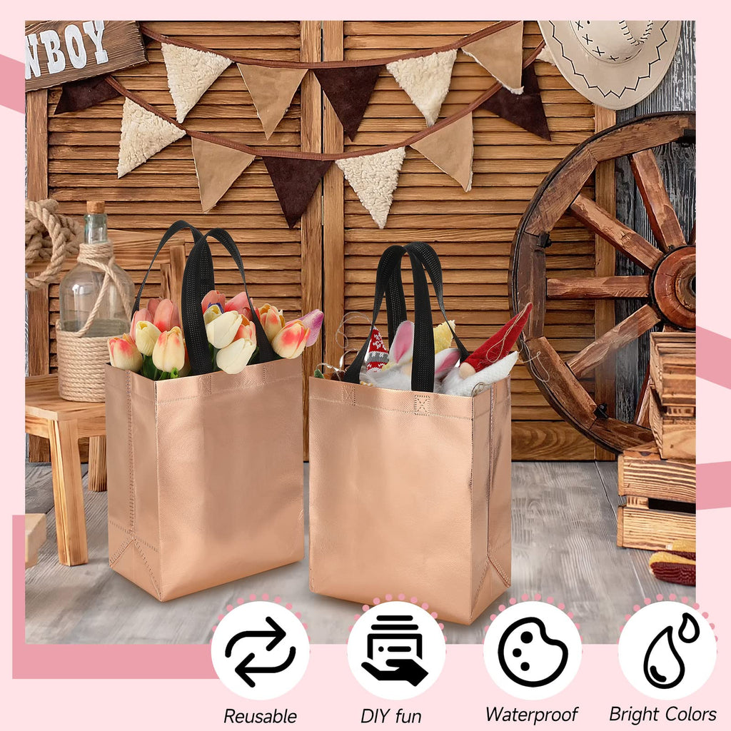 Eccliy 80 Pcs Reusable Gift Bags Set Glossy Grocery Gift Tote Bag with Hadnle for Wedding, Father's Day, Graduation, Summer Event (10 x 8 x 4.7 Inch,Black)
