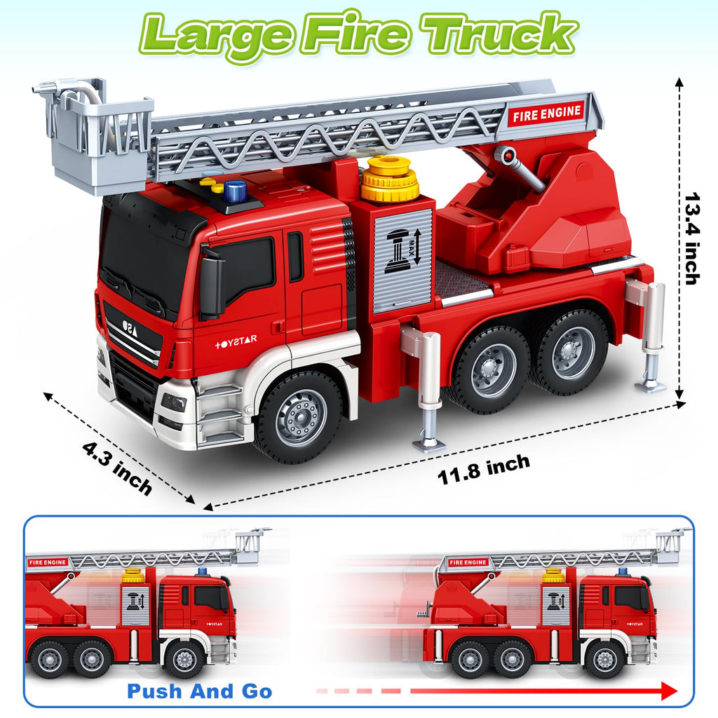 Bstoyder Kids Toys for 3 4 5 6 7 8 Years Old Boys, 15" Crane Truck Toy with Lights, Sounds, Toddler Friction Powered Truck Vehicle Toy for Boys Girls Birthday Gifts