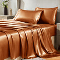 CozyLux Satin Sheets Twin Sheet Set - Silky Soft Bedding Similar to Silk, 3 Piece Sheets for Hair and Skin, Deep Pocket with All-Around Elastic, Home Decor for Bedroom, Black