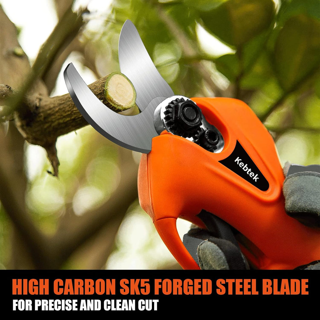 Pruning Shear Battery Powered, Kebtek Cordless Portable Electric Pruner with 2×2Ah Batteries 6-8H Runtime -16.8V 25MM/ Cutting Diameter, Lightweight 880g for Garden Tree Branch Pruning