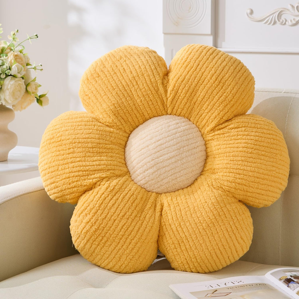 Flower Pillow, Blue Throw Pillows Cute Daisy Decorative Pillow Cushion Seating Home Decorative for Bed, Sofa, Couch