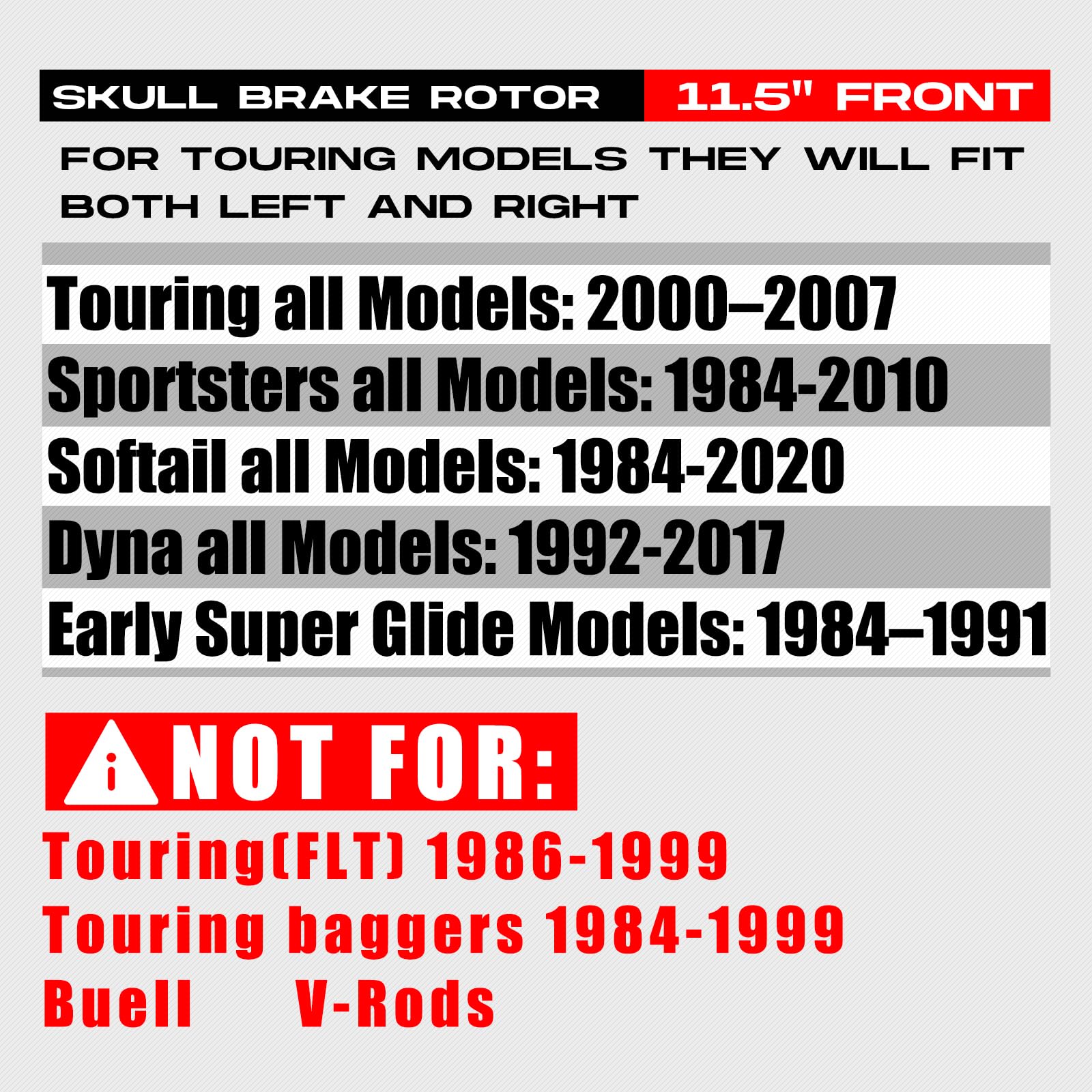1 Piece Front Rotor and 1 Piece Rear Rotor 11.5'' set for Harley Davidson Touring Softail Sportster Dyna Early Super Glide Motorcycle,Heat Dissipation Mirror-Polished Stainless Steel Rotors