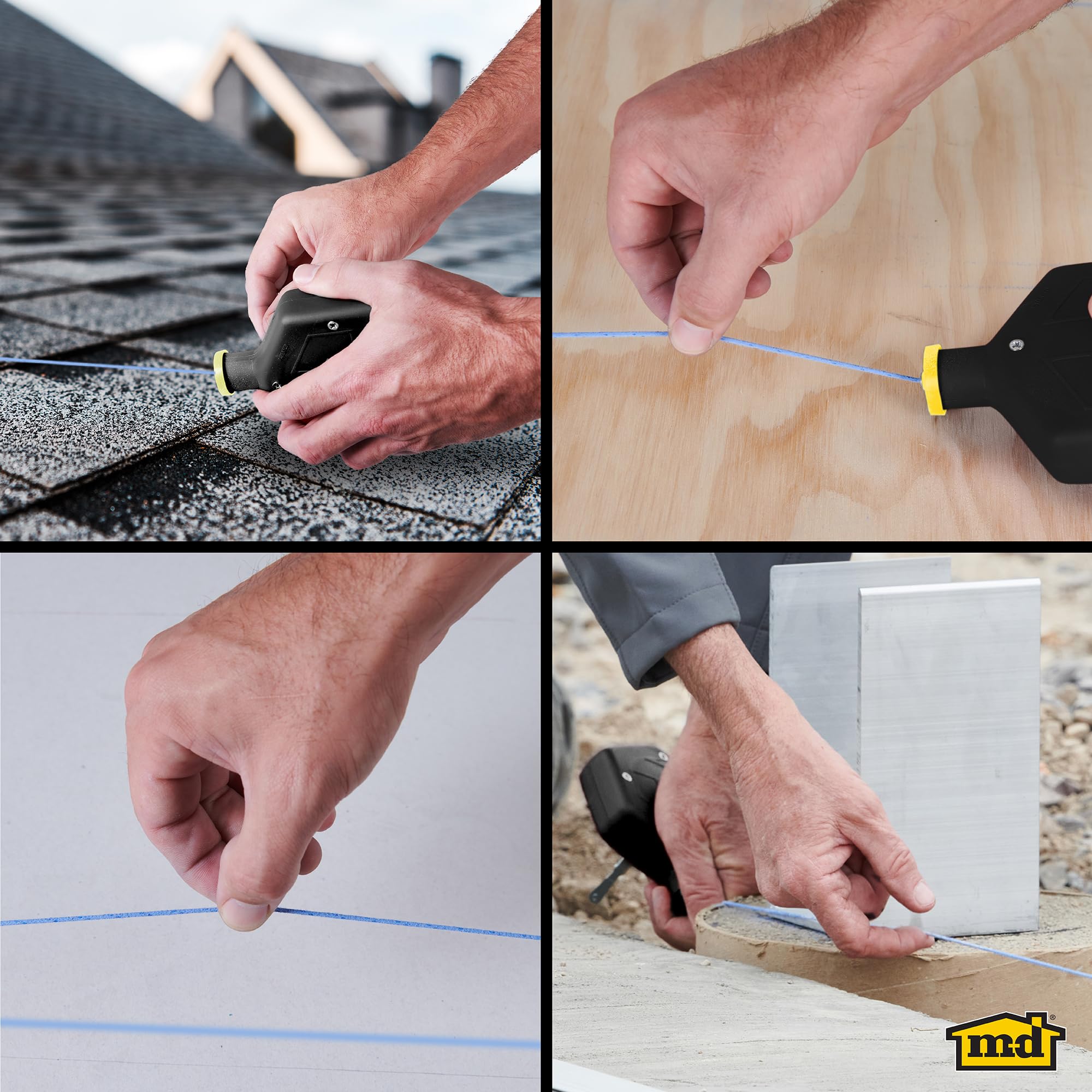 M-D Building Products 00805 ABS Tuff Line™ Contractor Chalk Reel, Durable and Reliable Chalk Line for Precision Marking, Ideal for Construction & Carpentry Projects (0.06 in. x 100 ft, Black)