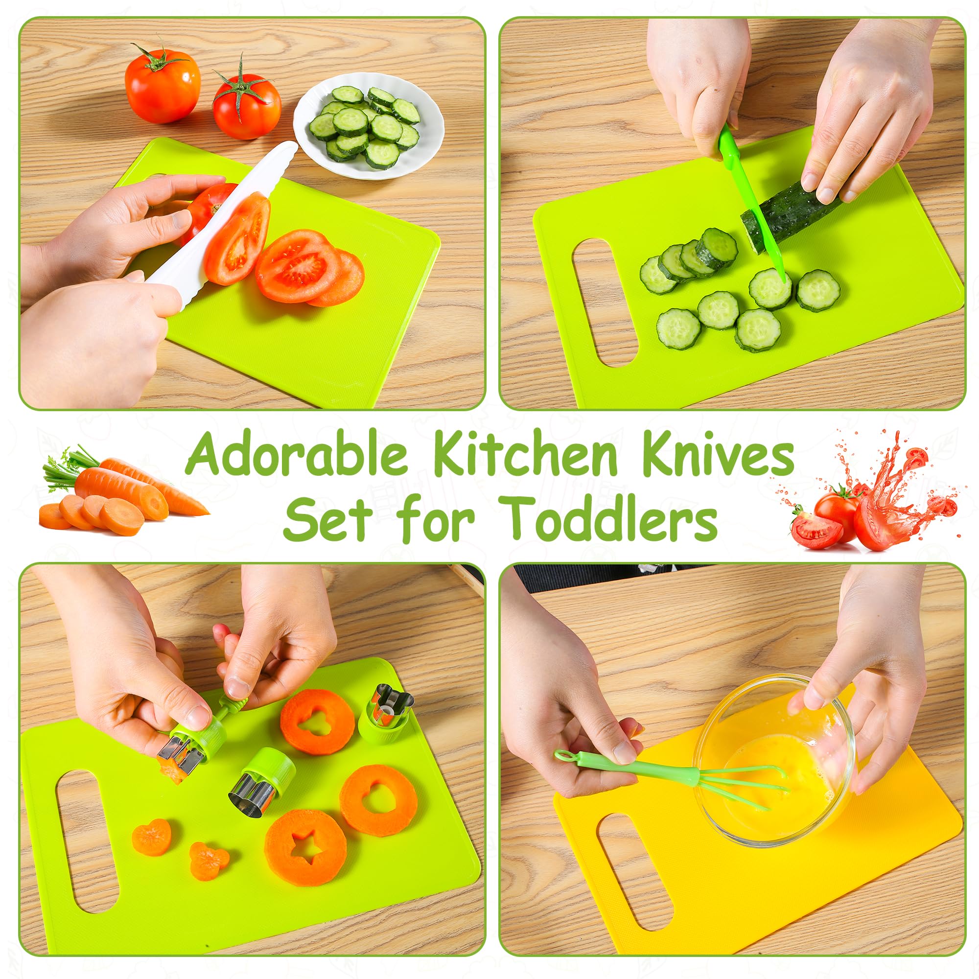 40Pcs Kids Knife Set for Real Cooking: Montessori Kitchen Tools for Toddlers, Kitchen Toy for 3 4 5 6 7 8 9 10 Year Old Boys Girls Birthday Gifts