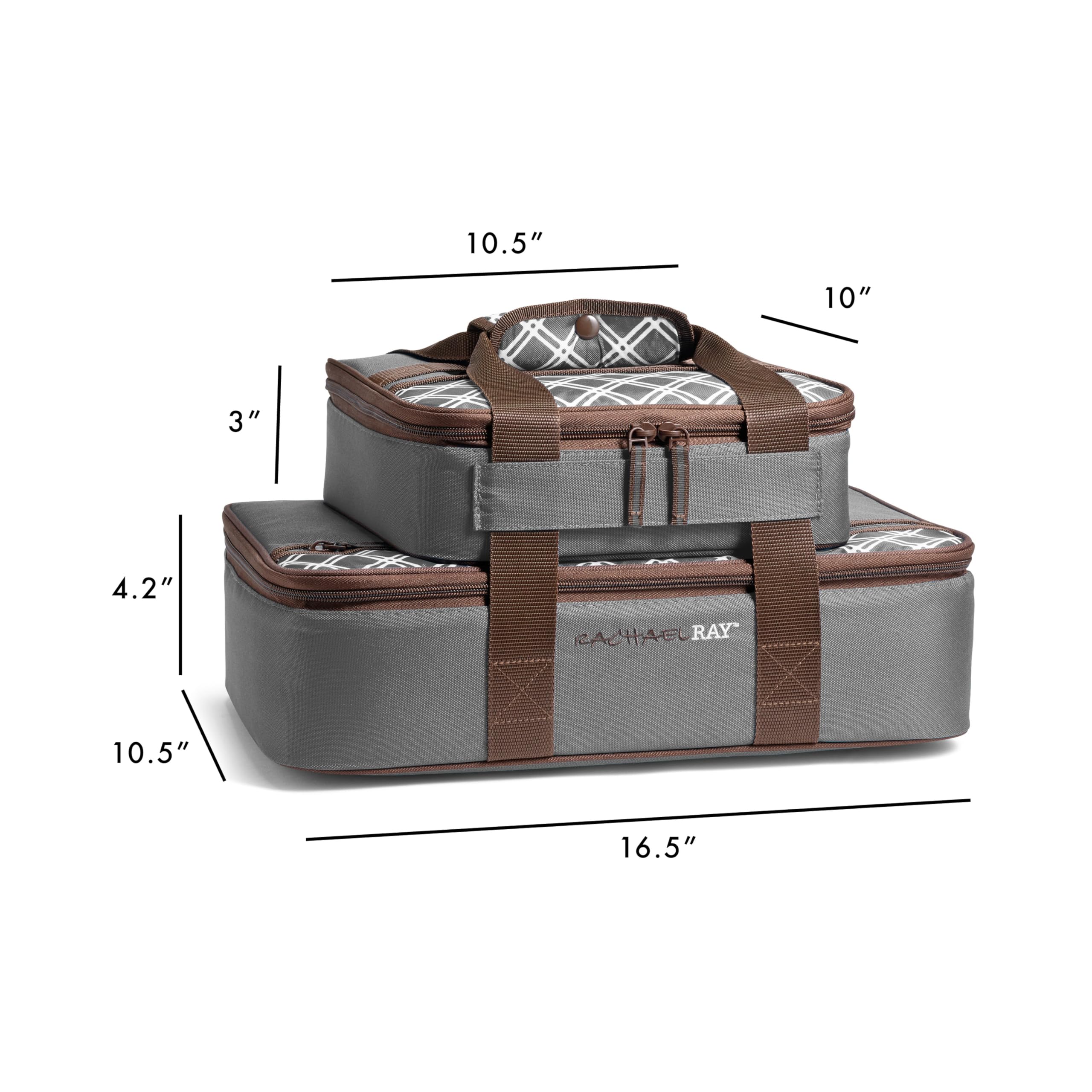 Rachael Ray Lugger Duo, Insulated Casserole Carrier for Hot or Cold Food, Thermal Lasanga Lugger Tote for Pockluck, Parties, Picnic, and Cookouts, Fits 9" x 13" Baking Dish, Burgundy