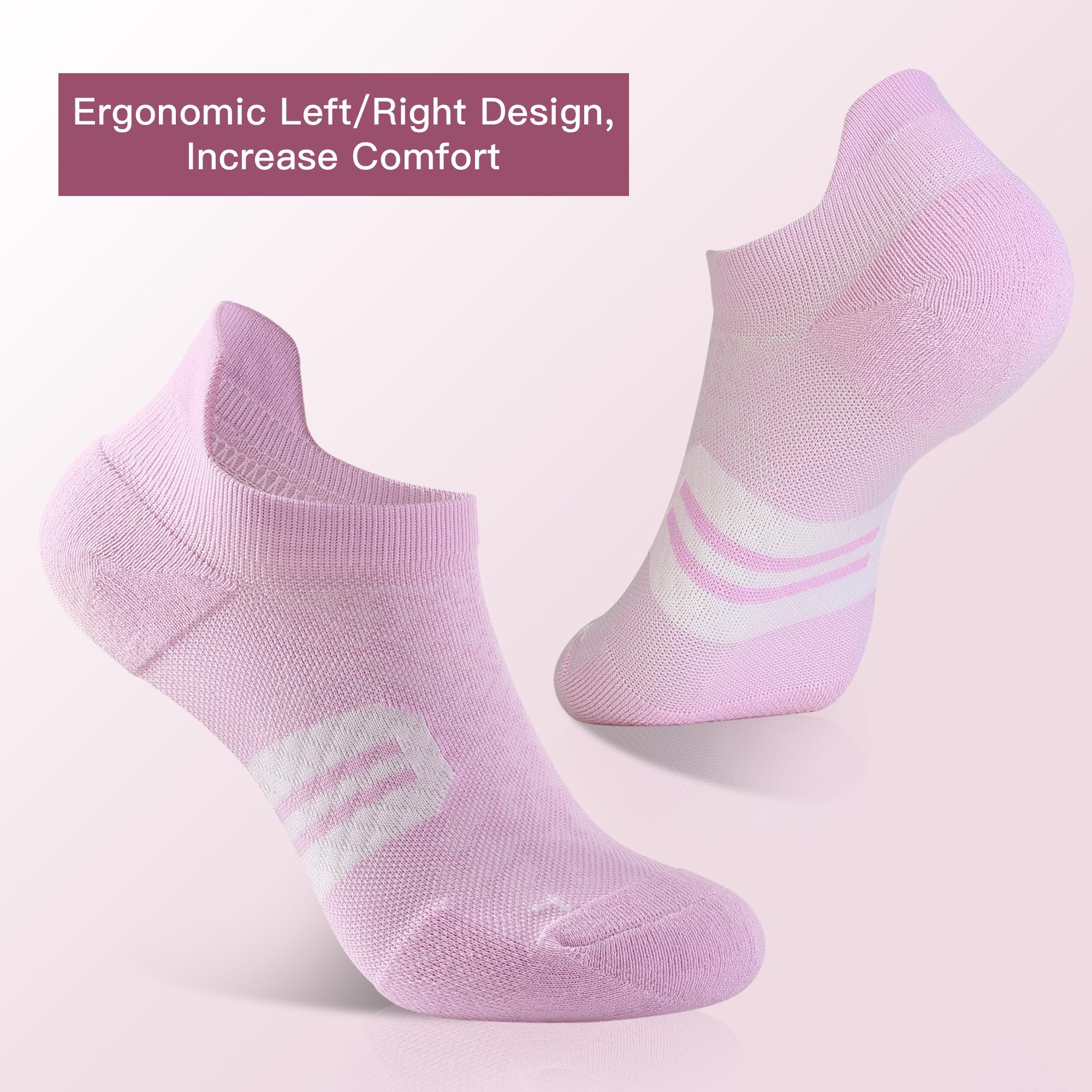 BUDERMMY Womens Ankle Compression Socks with Arch Support Athletic Low cut Running Socks for Women Workout Cushion 5 Pairs