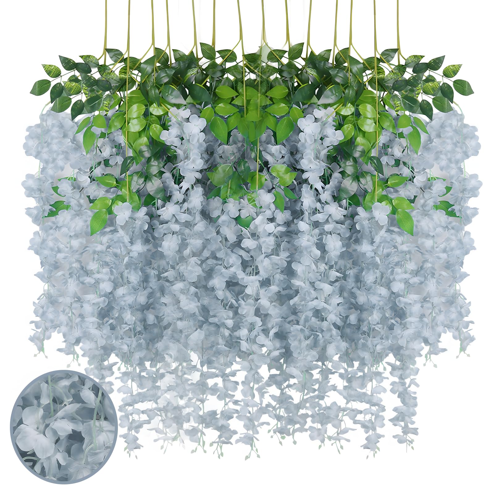 5 Pack Pink Wisteria Hanging Flowers Garland, 3.77 Feet Artificial Flower Vines, Fake Wisteria, Artificial Vines Hanging Garland for Backdrop Outdoor Yard Garden Decor