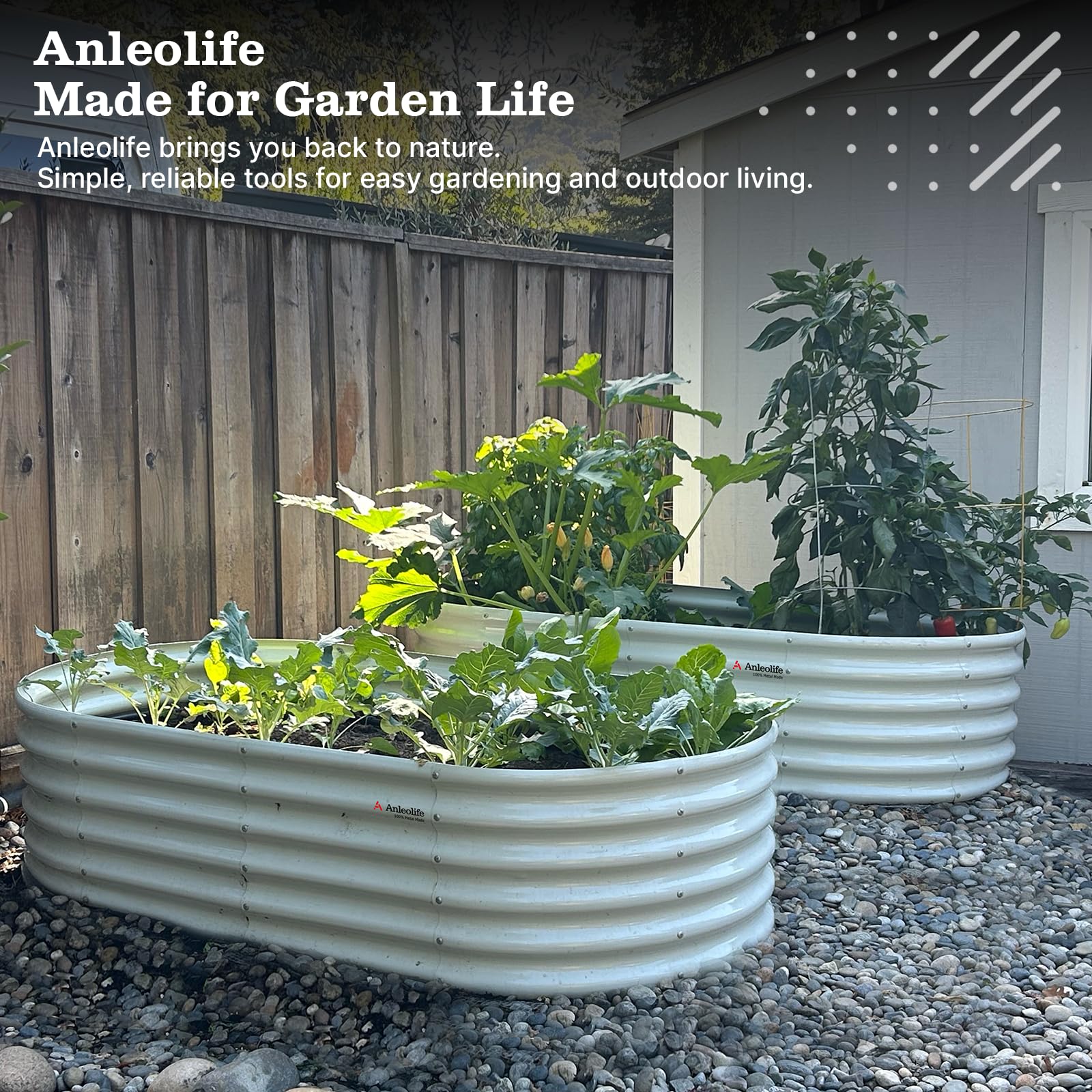 A ANLEOLIFE 2-Pack 3ft x 24” Tall Galvanized Raised Garden Beds Outdoor, Round Metal Planter Box for Planting Vegetables Flowers Herb, Anti-Rust & Easy-Setup, Quartz Grey