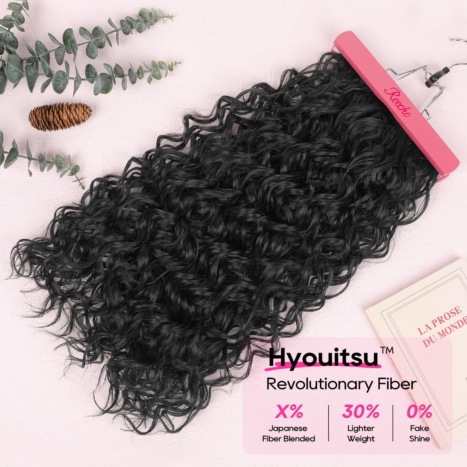 REECHO Curly Hair Extensions, 4PCS 16 inch Clip in Hair Extensions Lace Weft Short Curly Hair Extensions Clip Ins Invisible Natural Hairpieces for Women, Ash Blonde with Highlights