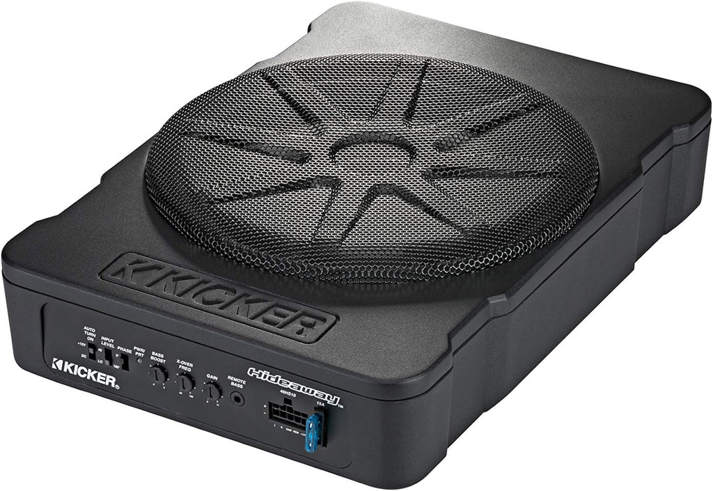 KICKER 46HS10 Hideaway Compact Powered Subwoofer, 10-Inch