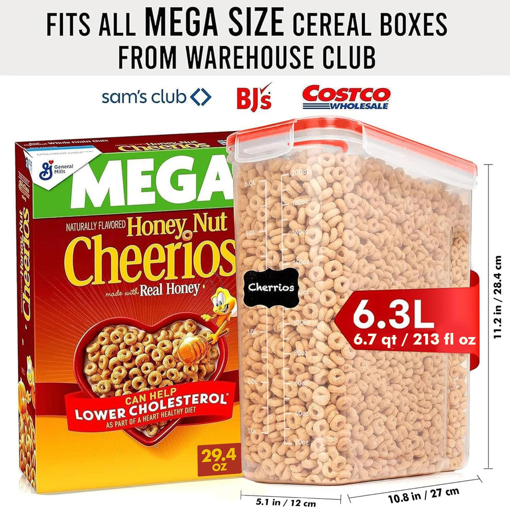 Shazo 2 Pack (6.3L / 213OZ) EXTRA Large Airtight Food Storage Cereal Containers for Bulk Food Storage BPA-Free Plastic Container, Pantry Organization and Canister for Rice, Pasta, Sugar & Flour