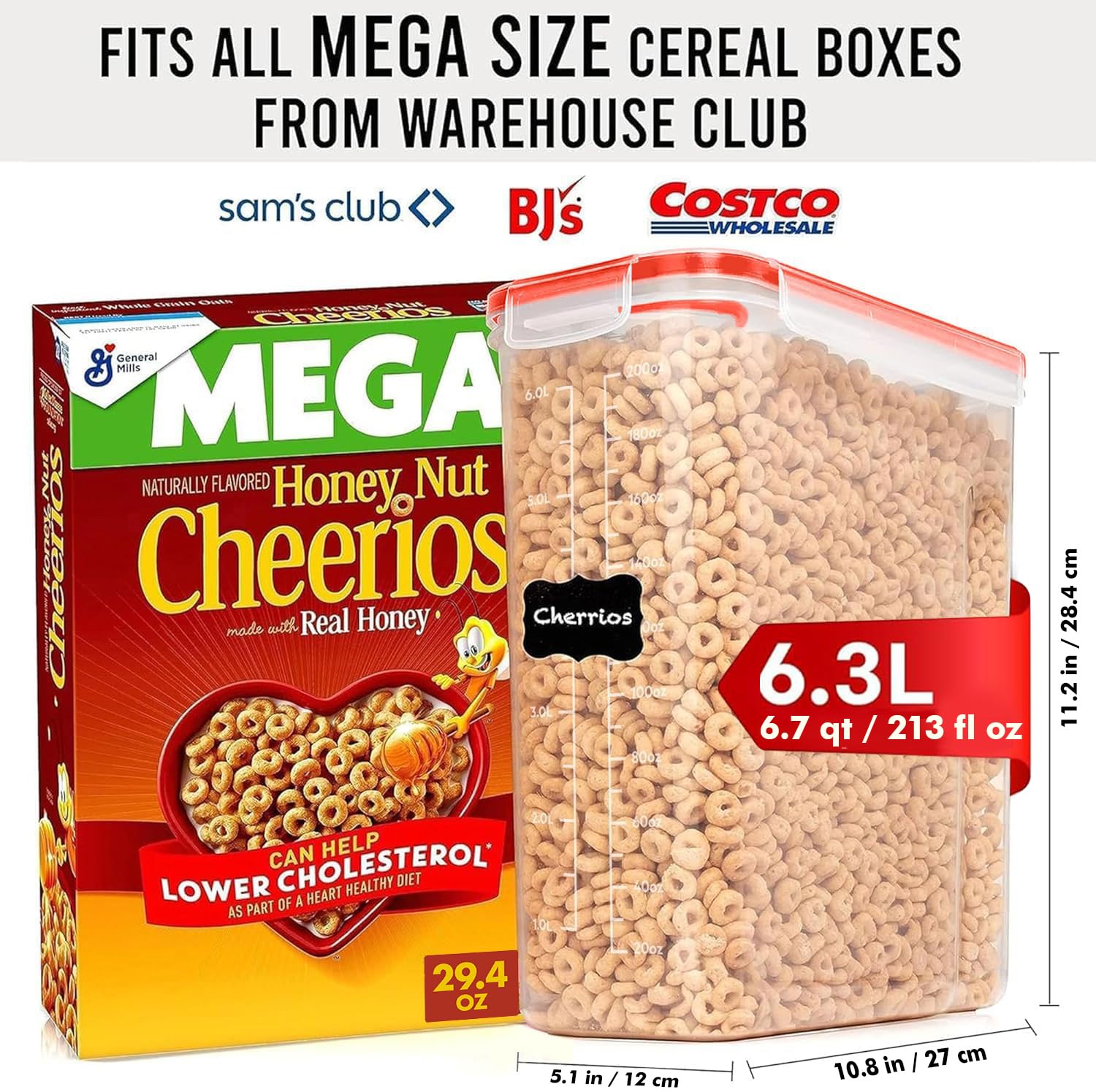 Shazo 2 Pack (6.3L / 213OZ) EXTRA Large Airtight Food Storage Cereal Containers for Bulk Food Storage BPA-Free Plastic Container, Pantry Organization and Canister for Rice, Pasta, Sugar & Flour