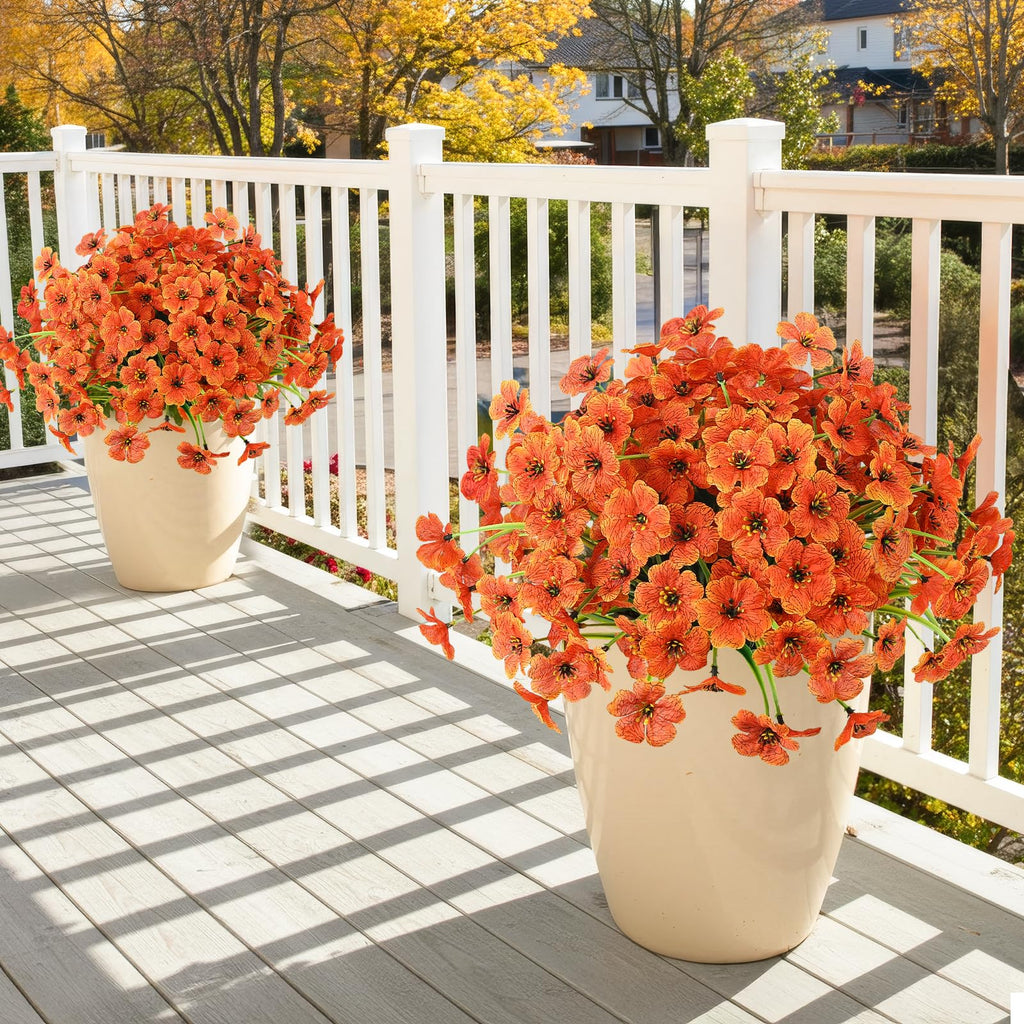 MACTING 12 Bundles Artificial Fall Lavender Flowers for Outdoors, UV Resistant Fake Outdoor Plants, Faux Autumn Greenery Shrubs for Planters Porch Patio Garden Yard Outside Thanksgiving Decorations