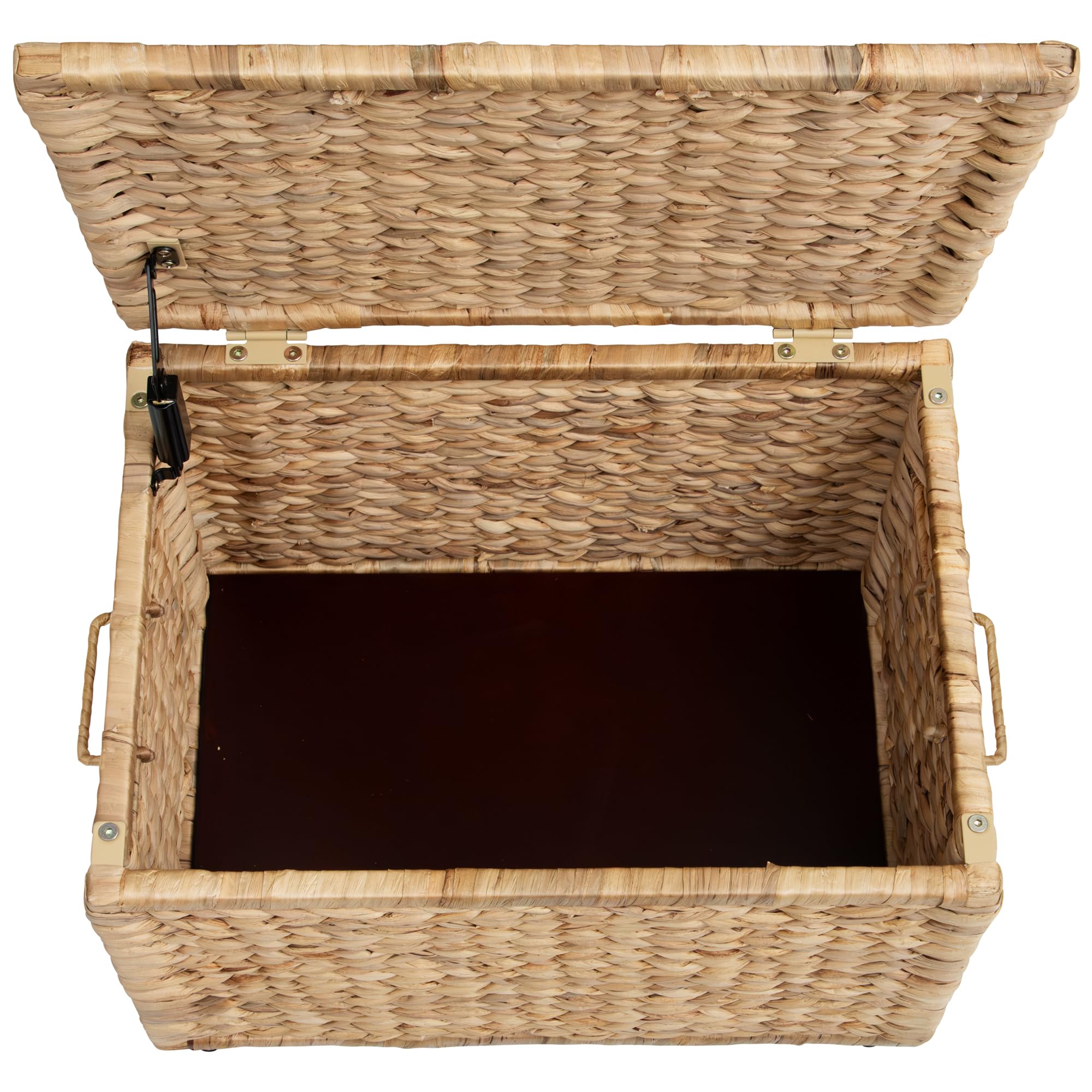 eHemco Heavy-duty Water Hyacinth Wicker Storage Trunk with Metal Frame, 30 by 17.5 by 17.5 Inches, Brown Wash