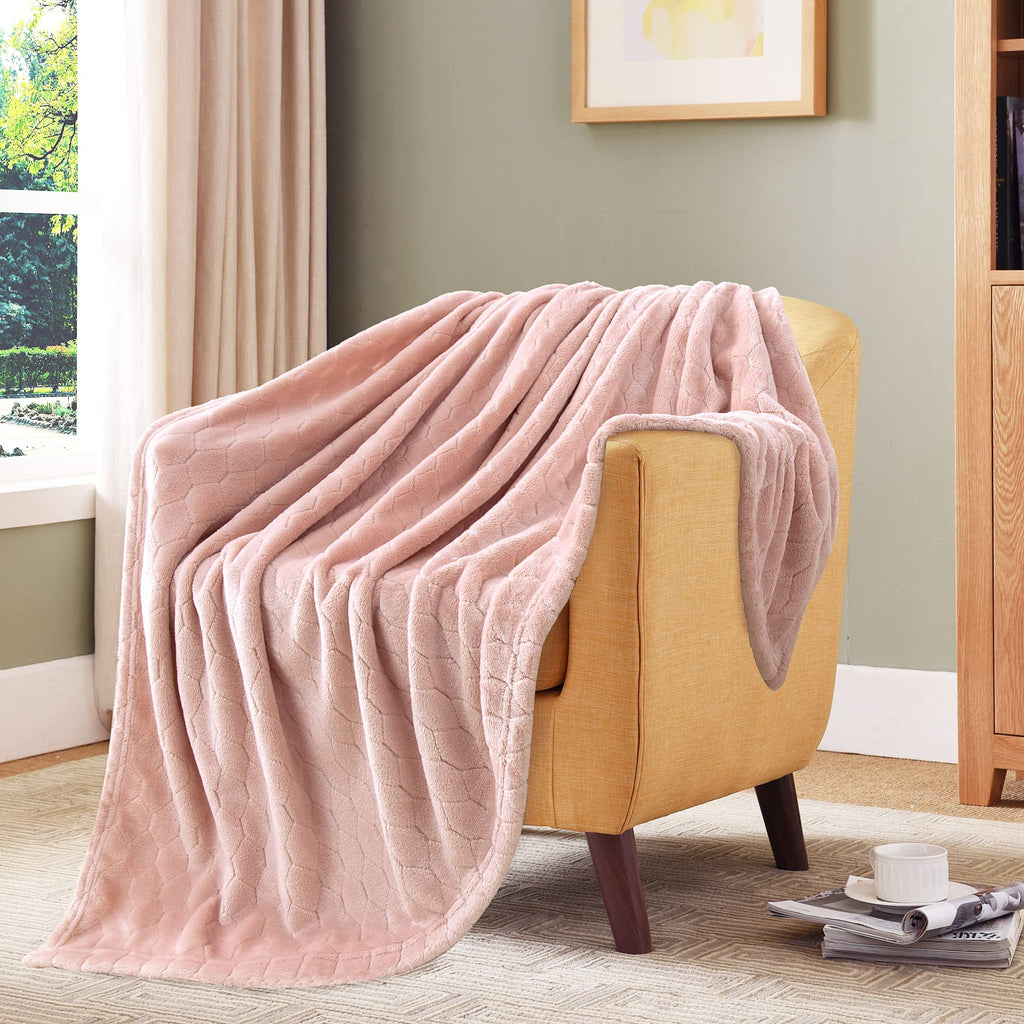 TOONOW Fleece Blanket Fuzzy Plush Throw Blanket 50" x 60", Super Soft Fluffy Bed Blanket Geometric Pattern Comfy Microfiber Flannel Blankets for Couch, Bed, Sofa, Black
